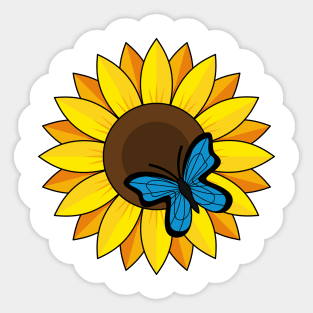 Sunflower and Blue Butterfly Sticker